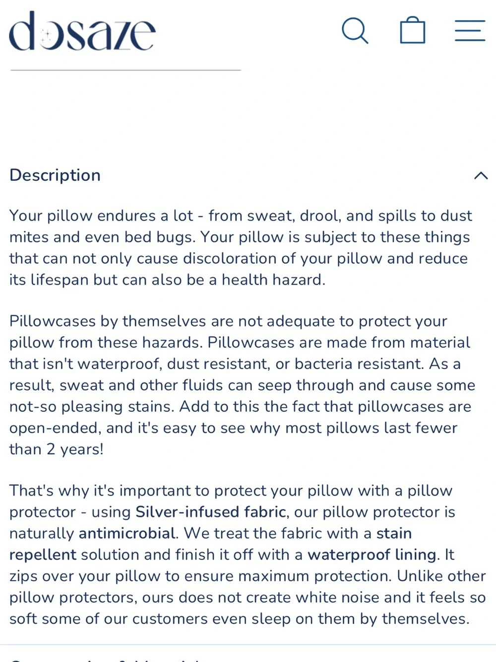 Dosaze pillow protector